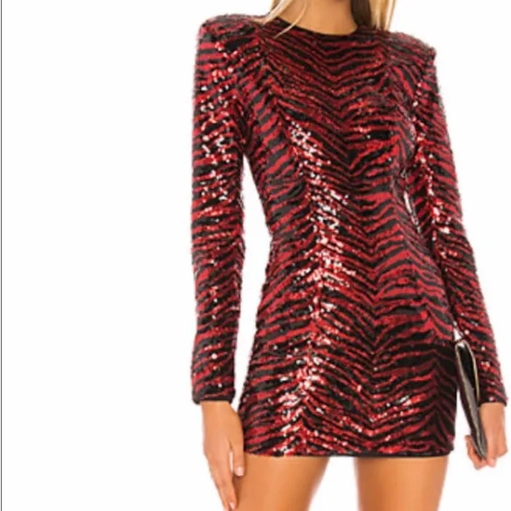 NBD Kailani Red and Black Sequin Dress